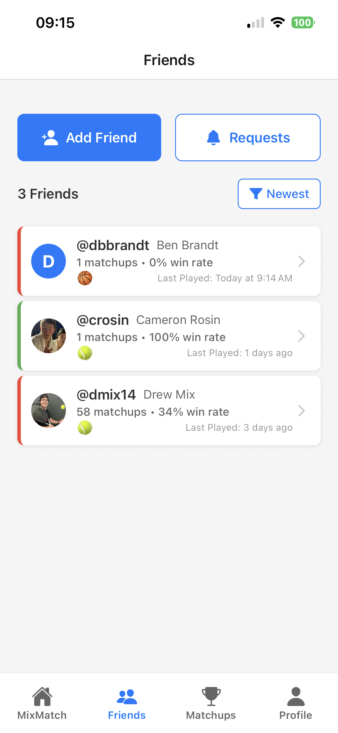 MixMatch Friends List